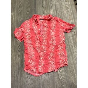 Edgar + Ash Womens Button-Up Shirt Floral Print Short Sleeve Floral Pink Size S